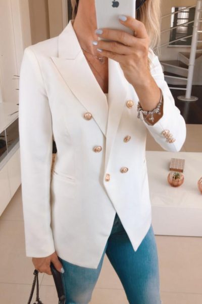 Blazer Balmain Feminino Alfaiataria Botões Dourados