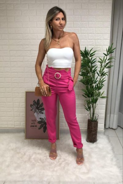 Calça Feminina Linho Rosa