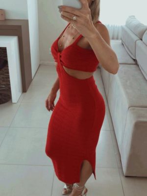 Vestido Tricot Midi Vanessa Vermelho