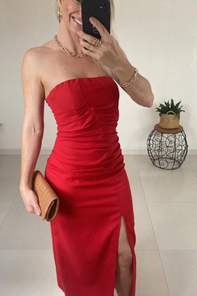 Vestido Zara Linho Vermelho